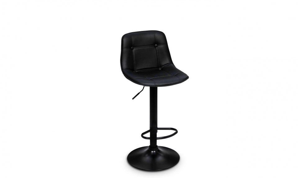 Tabourets de bar Brooklyn assise effet cuir vieilli noir et pieds métal - lot de 4