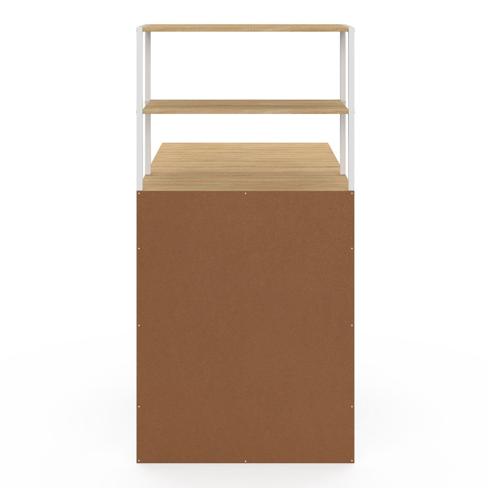Bureau bibliothèque 2 en 1 pliable Raya blanc et bois