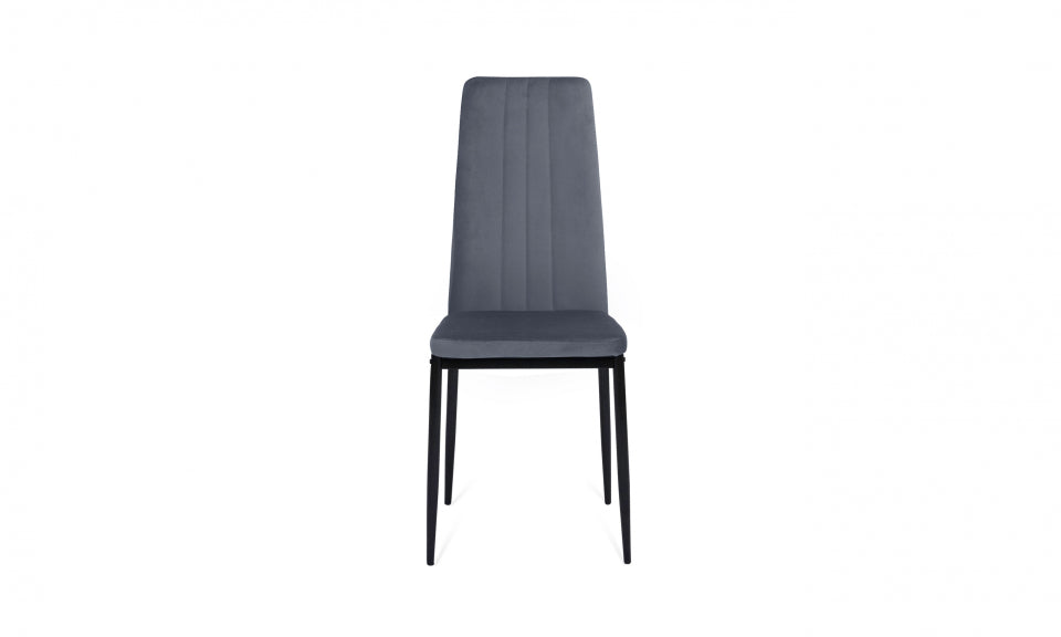 Chaises Jade en velours mix de couleurs - 2x bleu canard, 1x gris clair, 2x gris foncé et 1x jaune - lot de 6