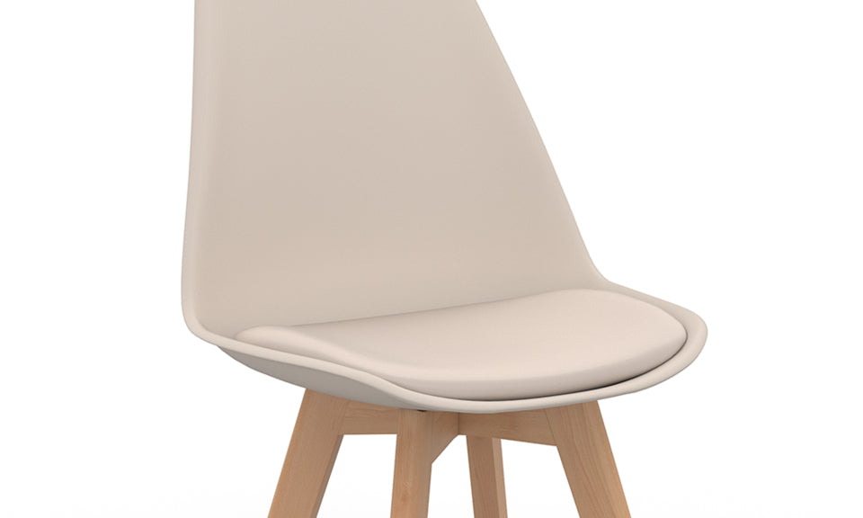 Chaises Nordia assise beige et pieds bois - lot de 6