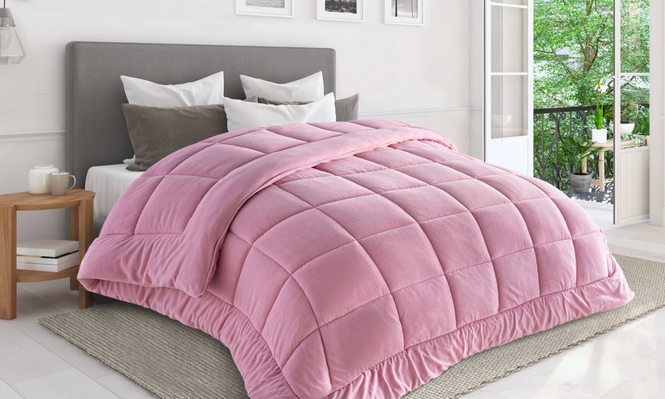 Couette 400 gr/m² polaire biface rose - 220x240cm