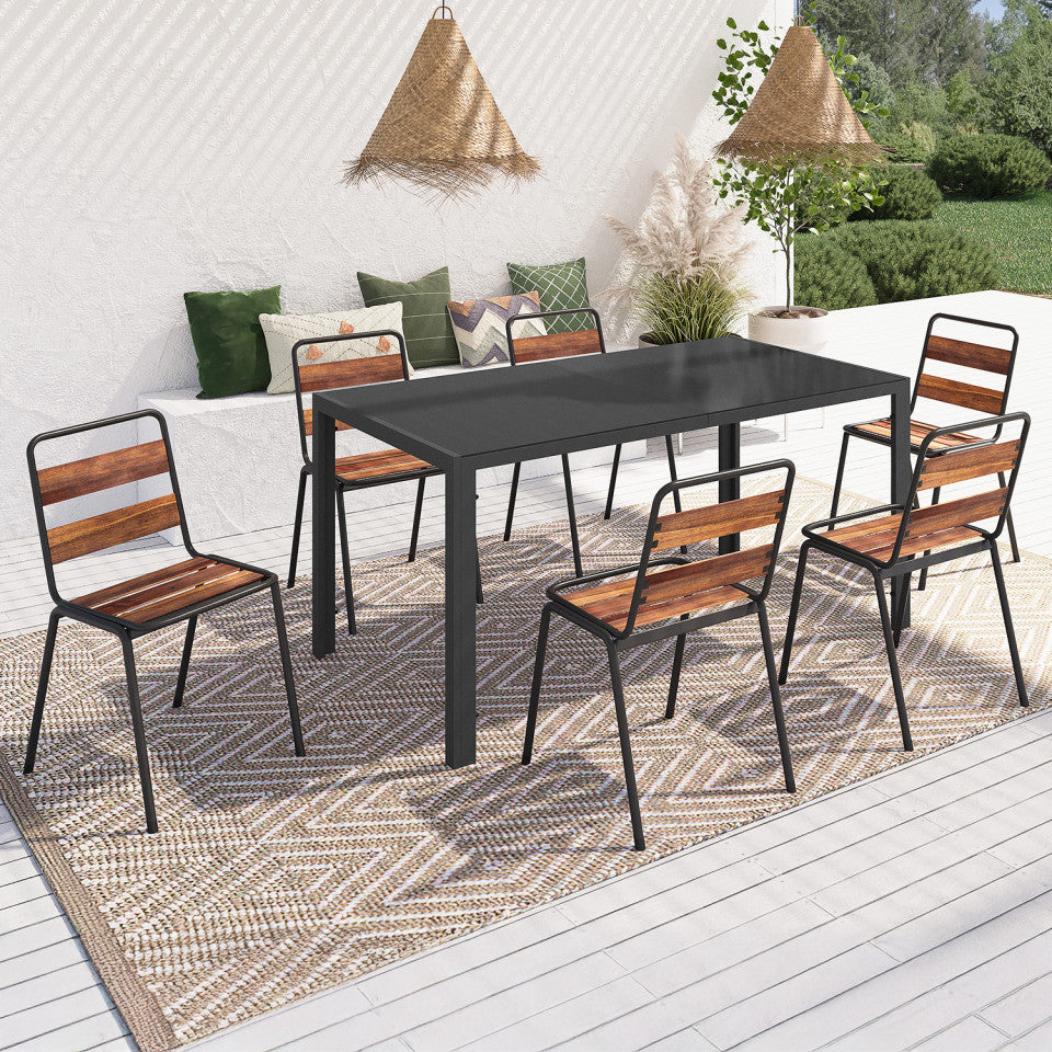 Chaises de jardin Acacia en métal et bois - lot de 6