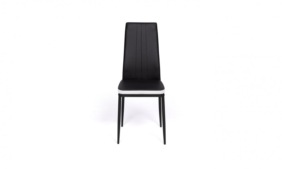 Chaises Jodie assise matelassée noire et blanche - lot de 4