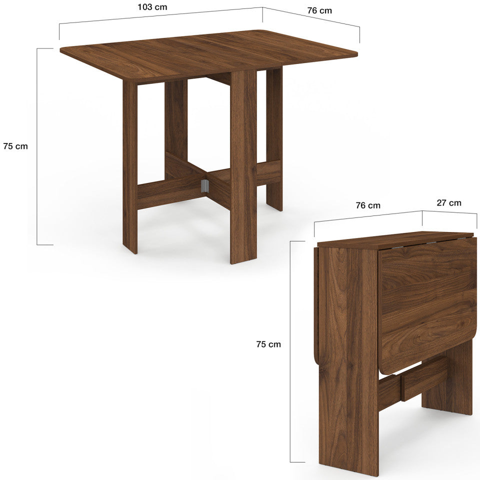 Table à manger dépliable Andy effet noyer