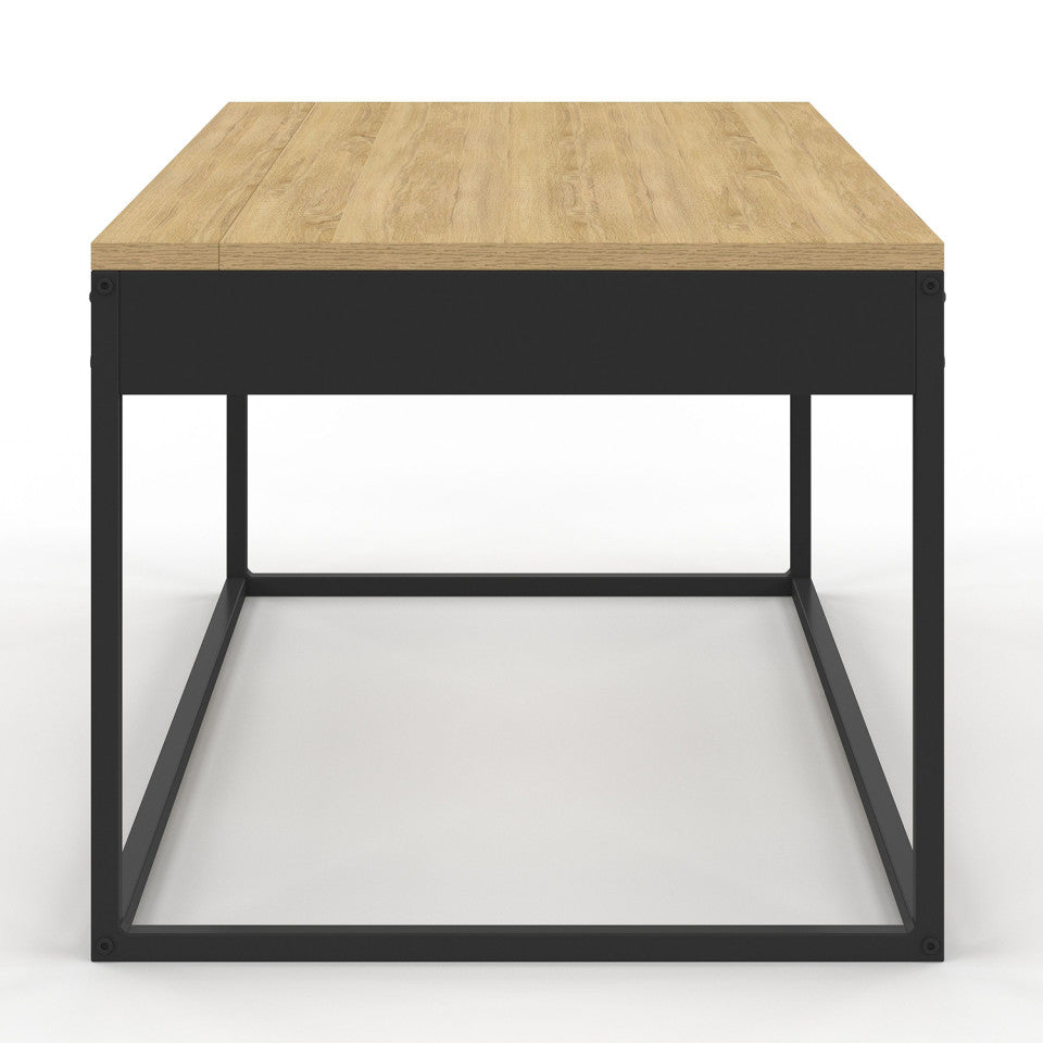 Table basse Memphis avec plateau relevable bois et pieds noirs L90cm