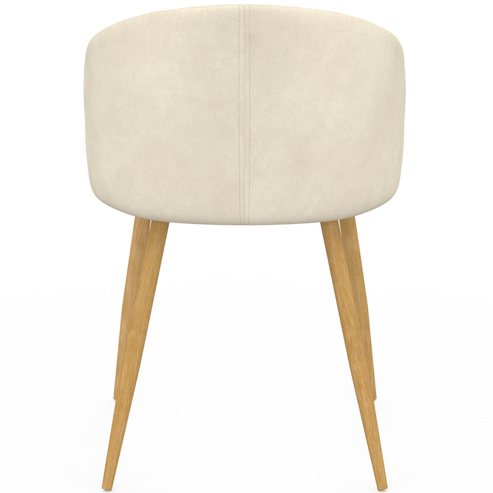 Chaises Léona velours crème et pieds métal bois - lot de 2