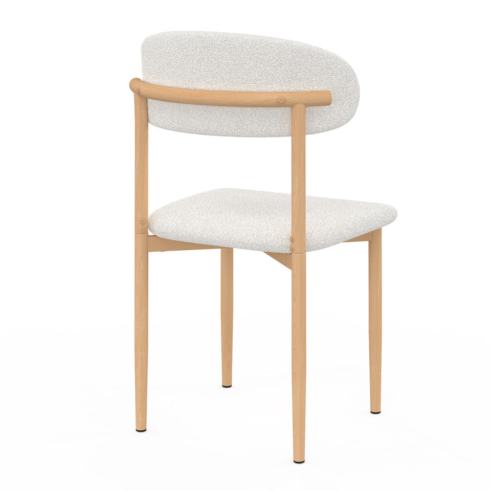 Chaises Callisto bouclette et pieds effet hêtre - lot de 6