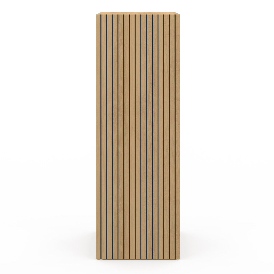 Meuble de rangement cube Faustine 3 case effet lattes