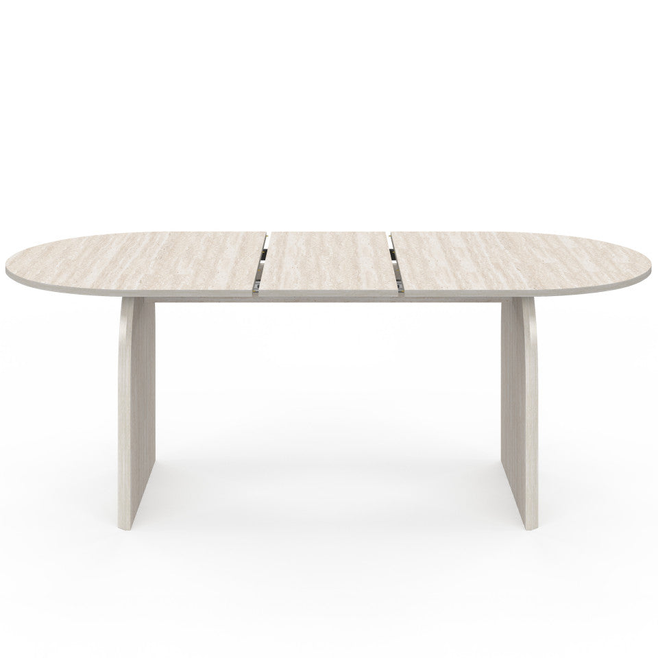 Table à manger extensible Japandi 160-200cm effet travertin