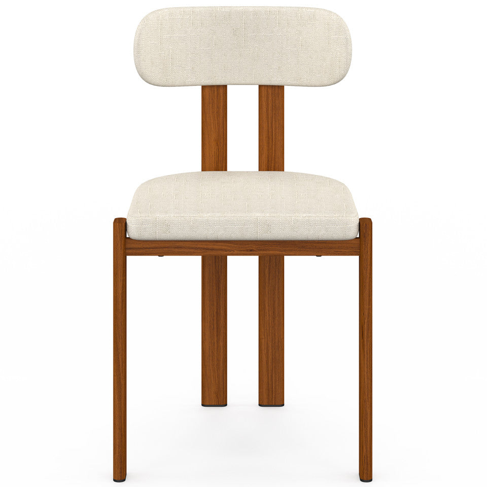 Chaises Elsa bouclette pieds effet noyer - lot de 4
