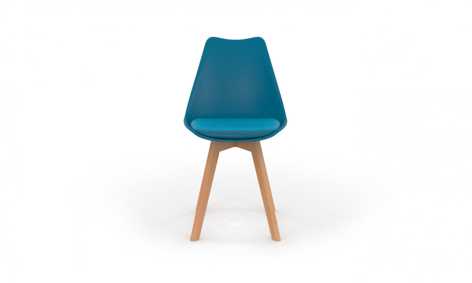 Chaises Nordia assise mix de couleurs : 1x blanc, 1x gris clair, 1x bleu canard et 1x gris foncé - lot de 4