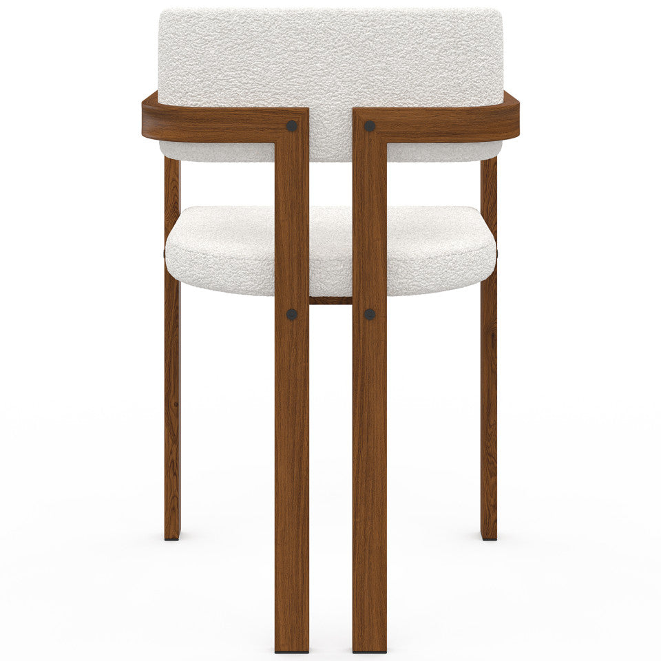 Chaises Elsa avec accoudoirs bouclette pieds effet noyer - lot de 4