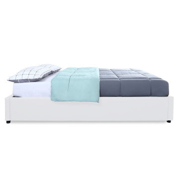 Lit coffre Otto 140x190cm simili cuir blanc