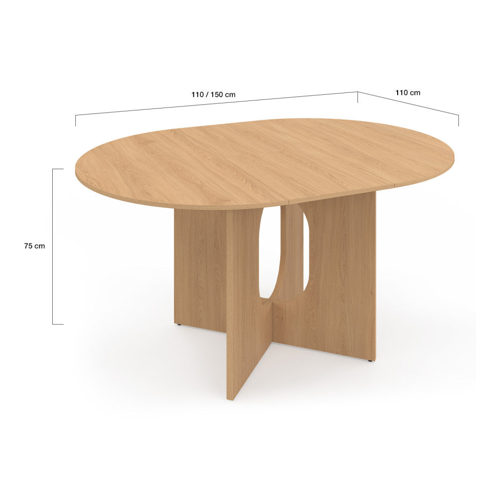 Table à manger ronde extensible Mathis bois  Ø110-150cm
