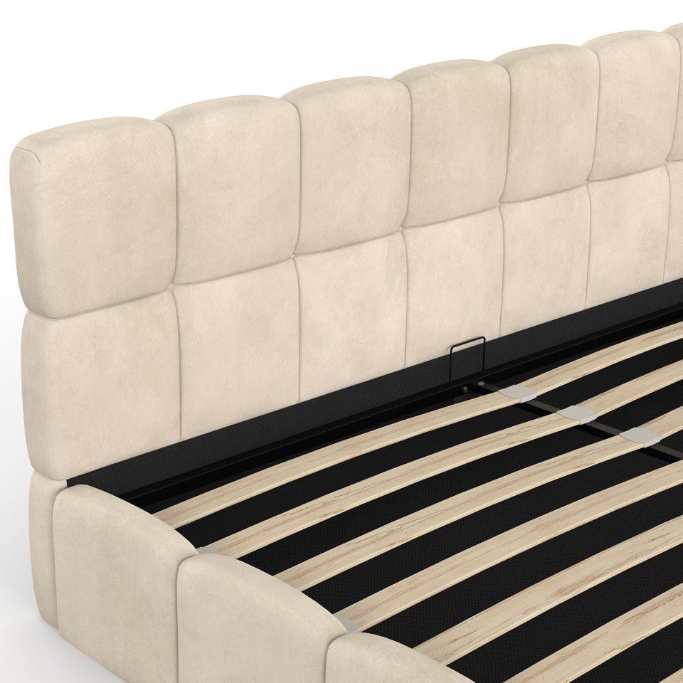 Lit coffre Bubble 180x200cm velours beige