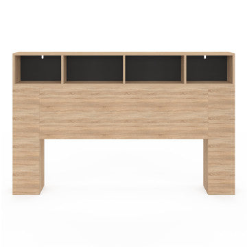 Tête de lit Léo bois et noire avec rangements 165 cm