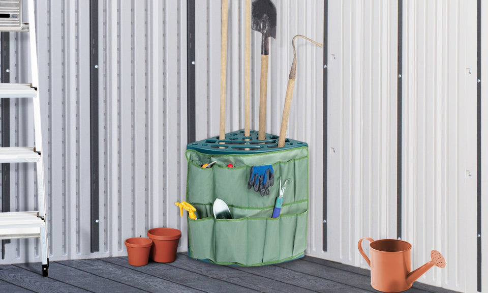 Rack d'angle pour outils de jardin