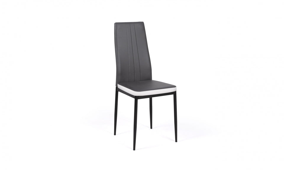 Chaises Jodie assise matelassée grise et blanche - lot de 4