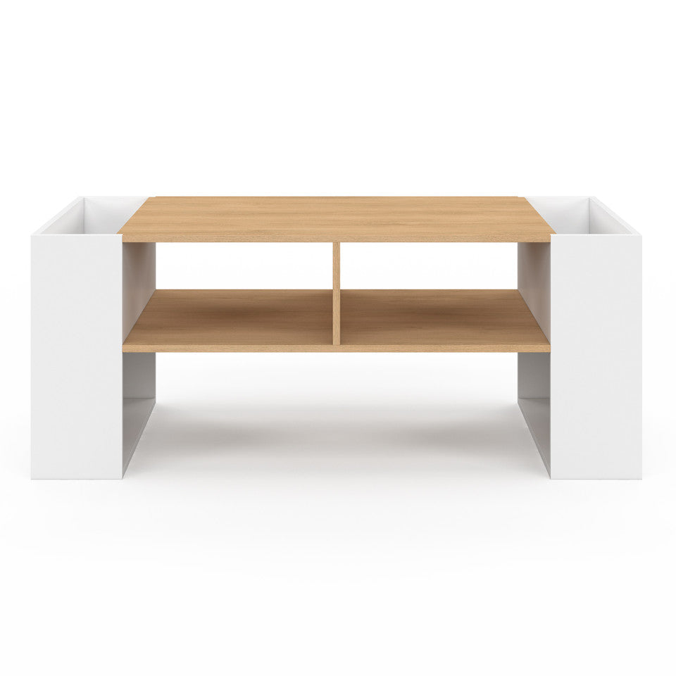 Table basse avec niches bois et blanche