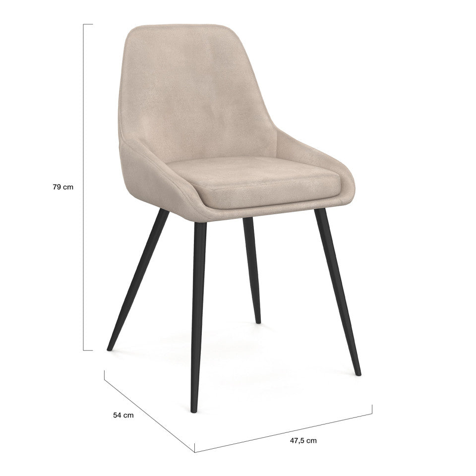 Chaises Olivia assise taupe pieds métal - lot de 4