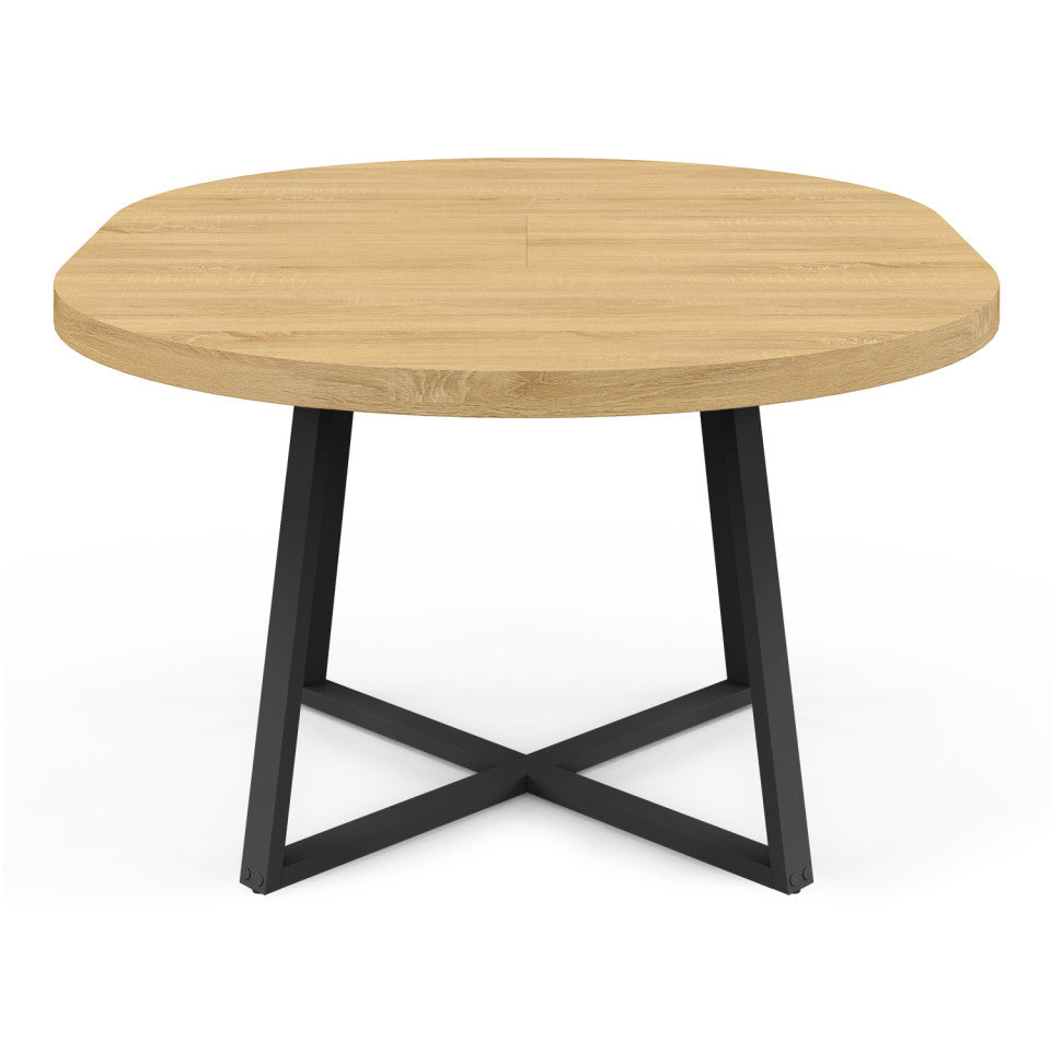 Table à manger ronde extensible Sana bois et noir Ø110-150cm