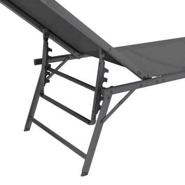 Transats inclinables Malaga 4 positions gris - lot de 2