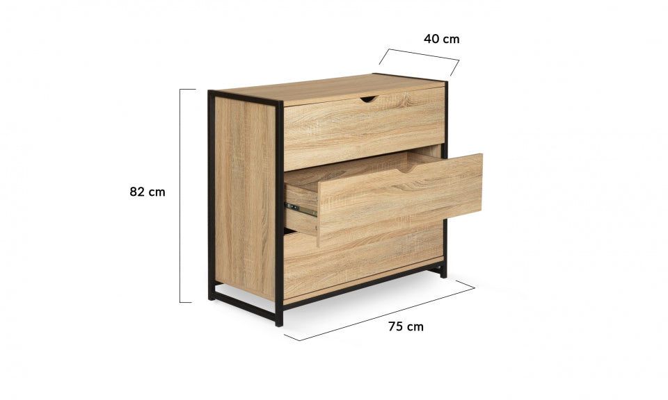 Commode 3 tiroirs Memphis