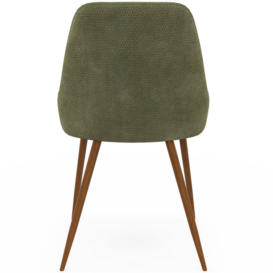 Chaises Olivia velours chenille vert pieds métal effet noyer - lot de 4