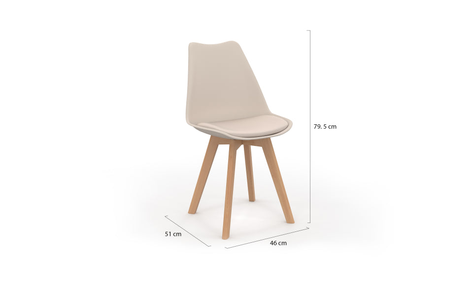 Chaises Nordia assise beige et pieds bois - lot de 6