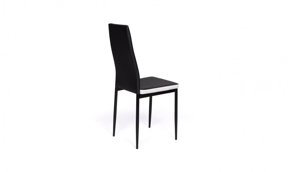 Chaises Jodie assise matelassée noire et blanche - lot de 4