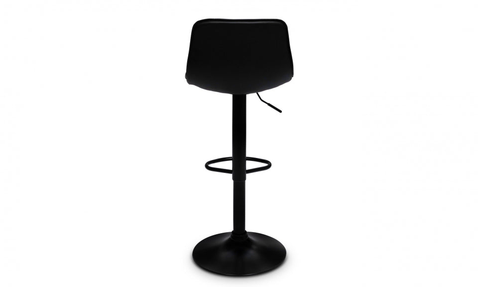 Tabourets de bar Brooklyn assise effet cuir vieilli noir et pieds métal - lot de 4