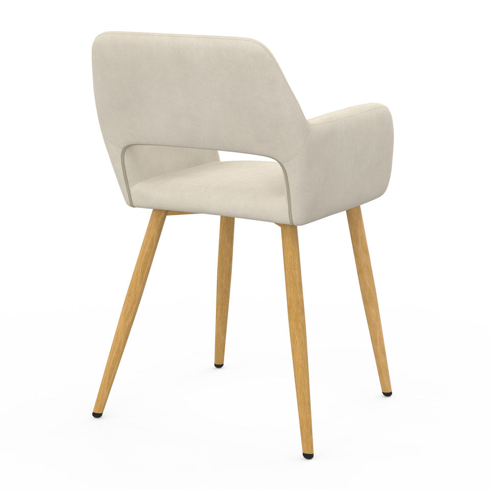 Chaises Heidi velours beige pieds bois - lot de 2