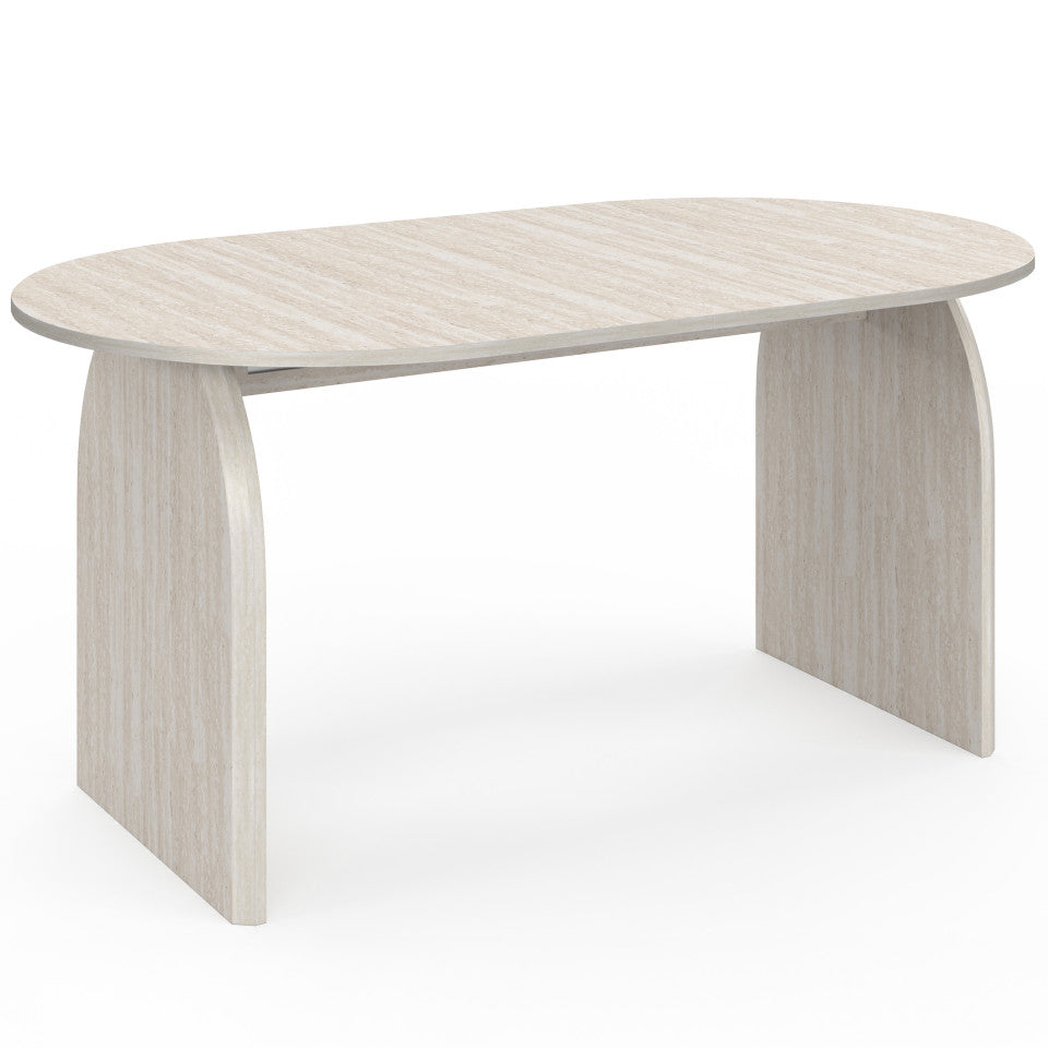 Table à manger extensible Japandi 160-200cm effet travertin