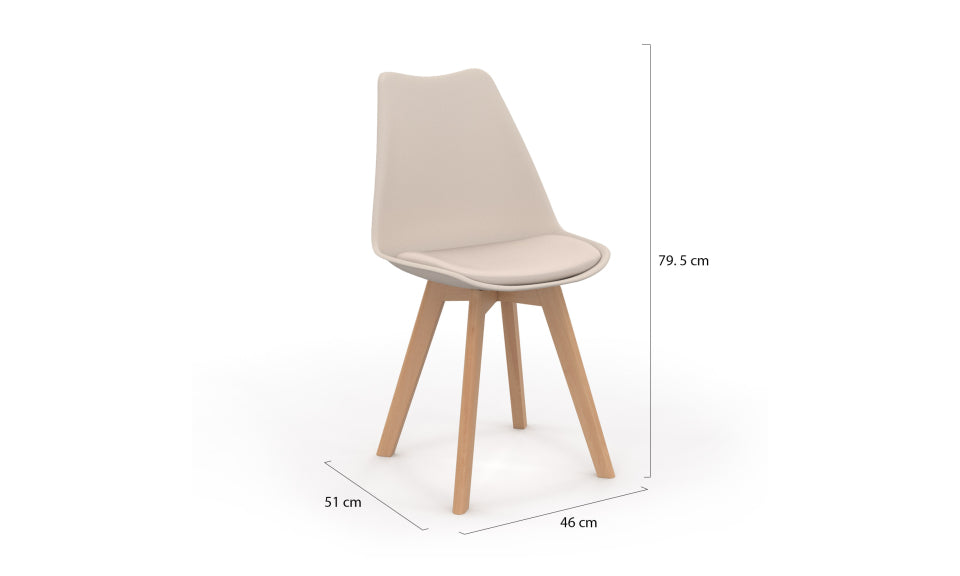 Chaises Nordia assise beige et pieds bois - lot de 2