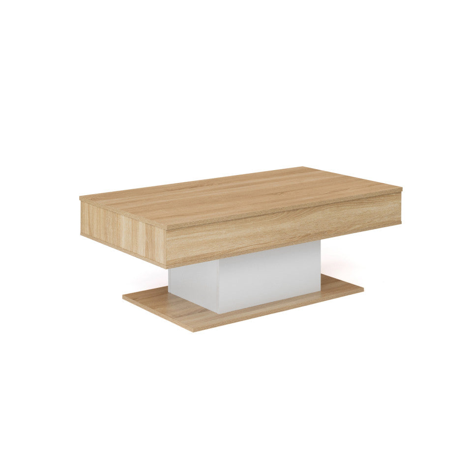 Table basse Tania avec plateau relevable bois et pieds blanc L110cm