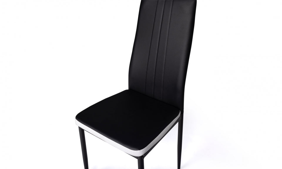 Chaises Jodie assise matelassée noire et blanche - lot de 6