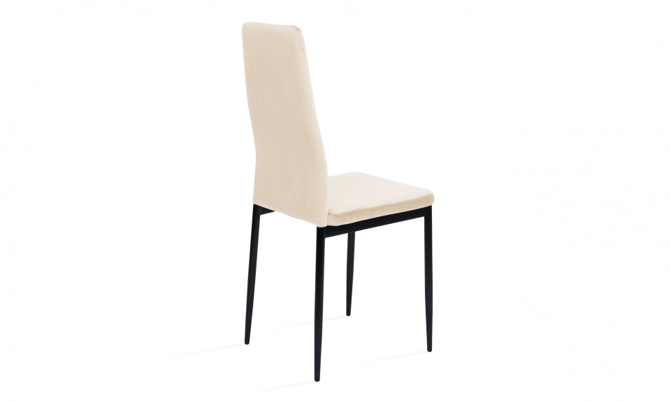 Chaises Jade en velours crème et pieds noirs - lot de 4