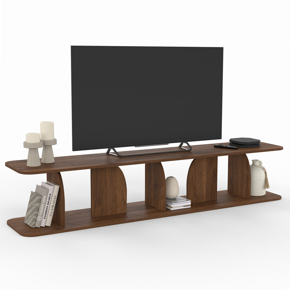 Meuble TV Japandi effet noyer 180cm