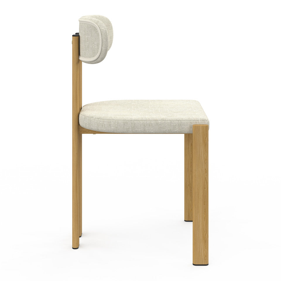 Chaises Elsa en tissu beige et pieds métal - lot de 2