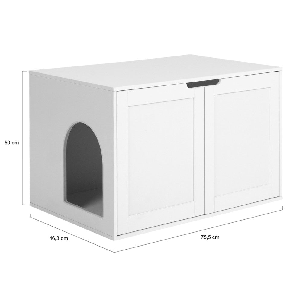 Maison de toilette pour chat blanche litière intégrée