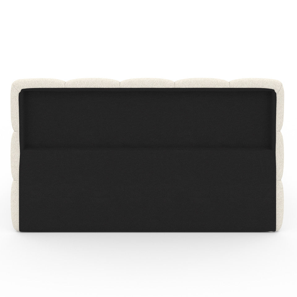Lit coffre Bubble en tissu bouclette avec sommier et tête de lit 140x190cm