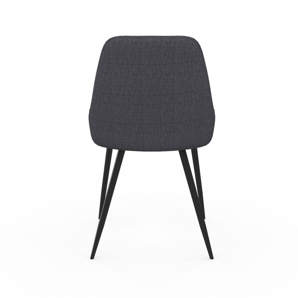 Chaises Ornella assise tissu gris foncé et pieds métal noirs - lot de 6