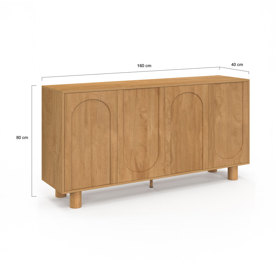 Buffet Arlo 4 portes effet chêne 160cm