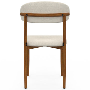 Chaises Callisto tissu beige pieds effet noyer - lot de 6