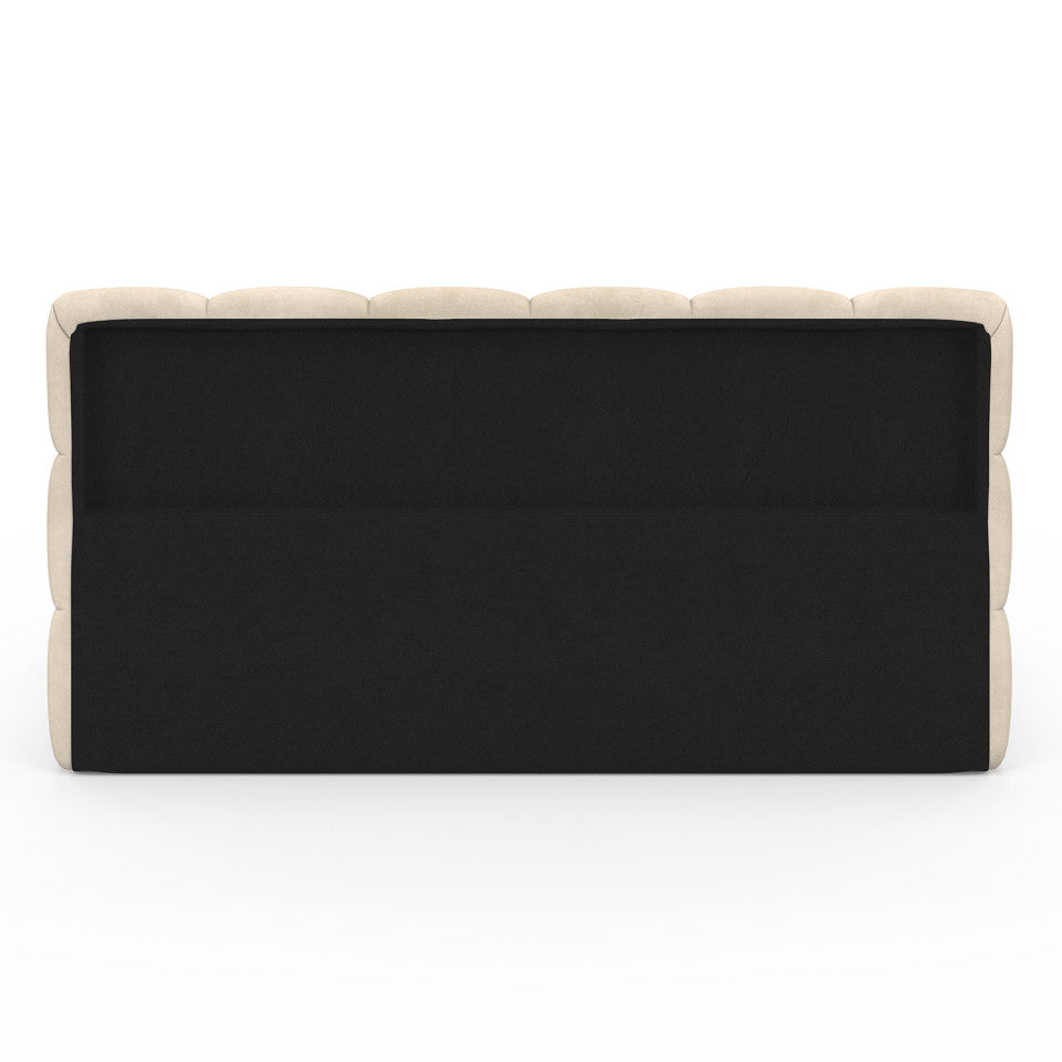 Lit coffre Bubble en velours beige avec sommier et tête de lit 160x200cm
