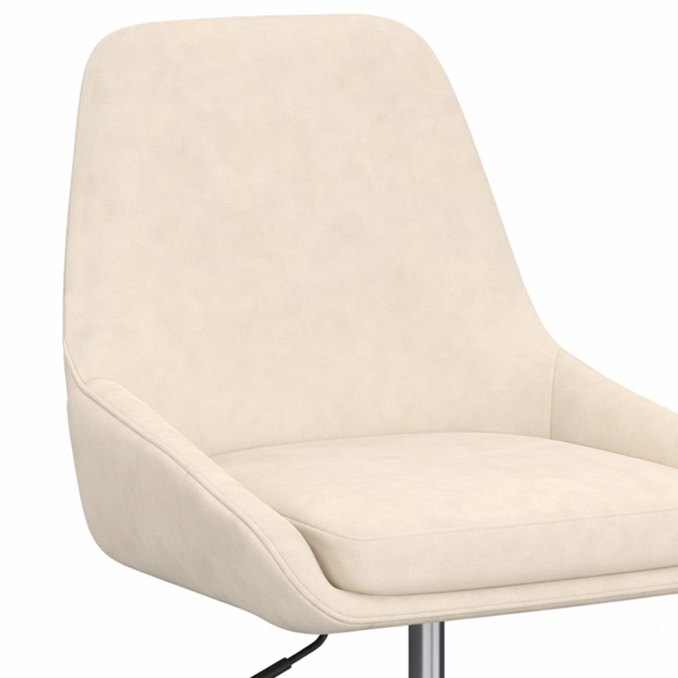 Fauteuil de bureau à roulettes Olivia velours crème