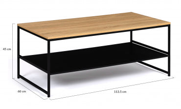 Table basse Manhattan double plateau bois et noir L113cm