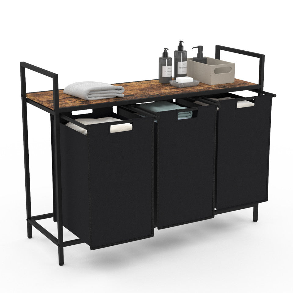 Panier à linge Elize 3 compartiments sur pieds 114L