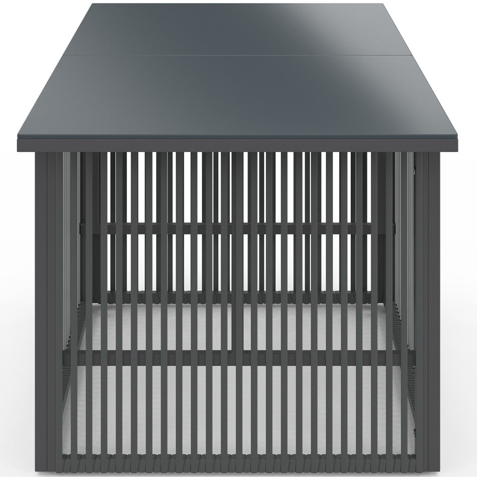 Table de jardin relevable Ozéa 100cm verre trempé gris