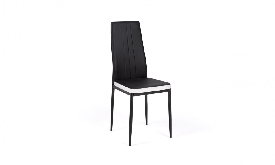 Chaises Jodie assise matelassée noire et blanche - lot de 4